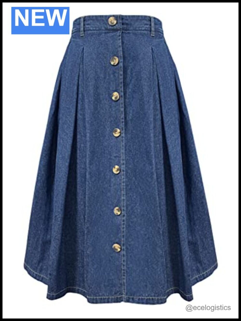 Pleated A-line Midi Skirt with Pockets Cotton Blend